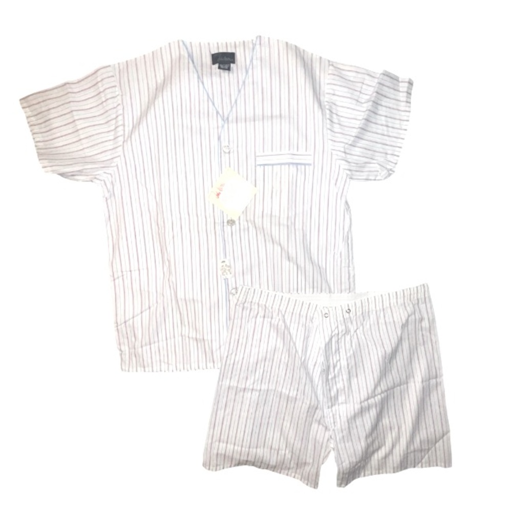 Vintage John Weitz Stripes Two Piece Pajama Set Shorts Short Sleeve Shirt Size M
